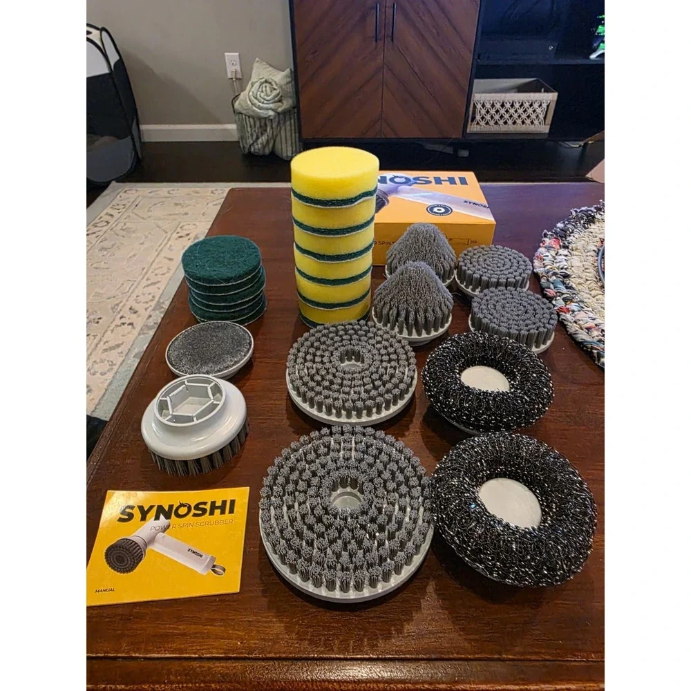 Synoshi Power Spin Scrubber Bundle 2 Units 1 Sealed 1 Tested w/ 16 Attachments